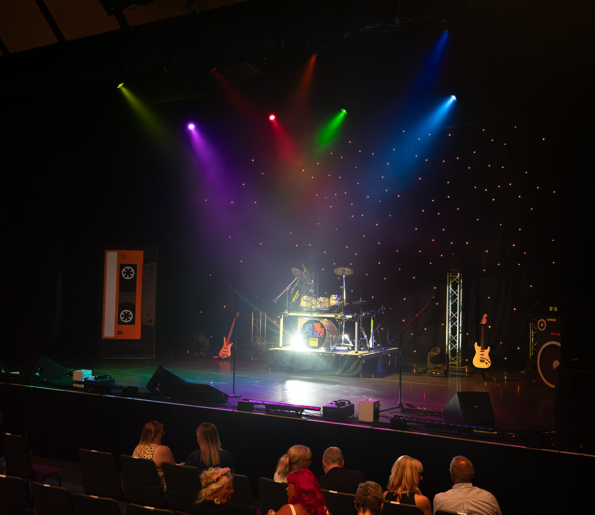 Empty stage setup before The Rubix Effect show at Middleton Arena